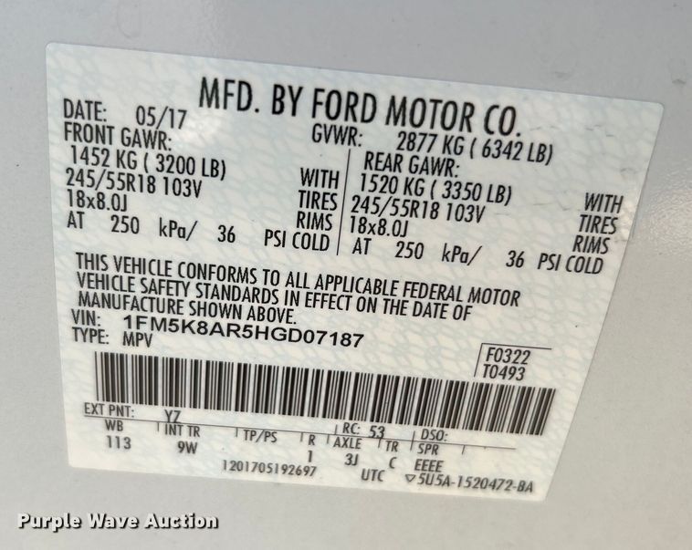 image for item EK4295 2017 Ford Explorer Police Interceptor  SUV