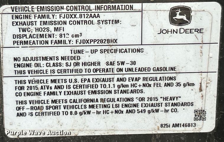 image for item EK4309 2015 John Deere Gator XUV 825i utility vehicle