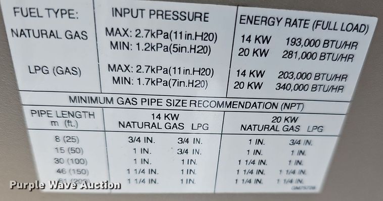 image for item EK5664 2016 Kohler 20RESC generator