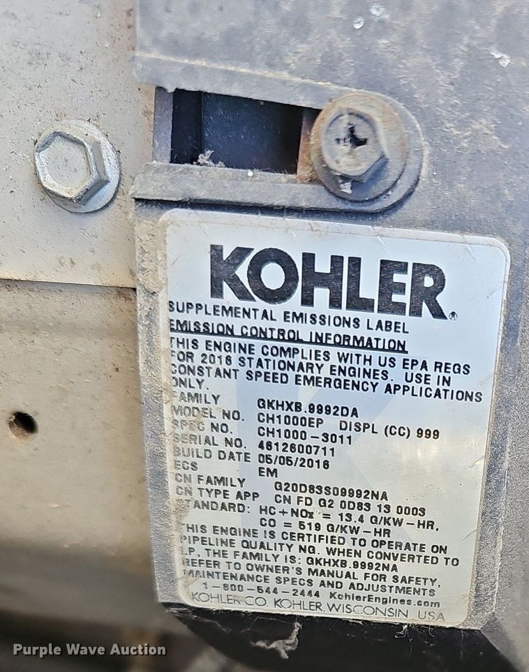 image for item EK5664 2016 Kohler 20RESC generator