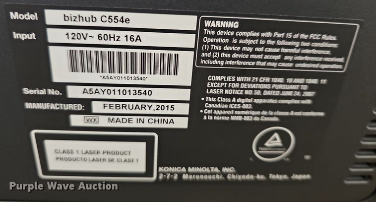 image for item EK5713 (2) 2015 Konica Minolta copiers