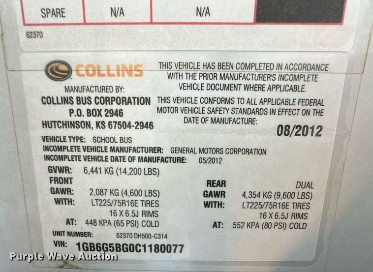 image for item EK9932 2012 Chevrolet 4500 school bus