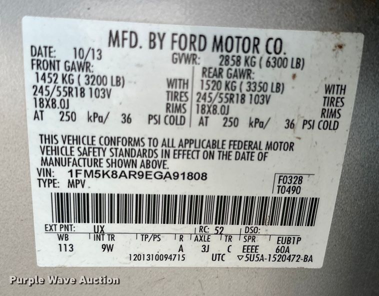 image for item IB9348 2014 Ford Explorer Police Interceptor SUV