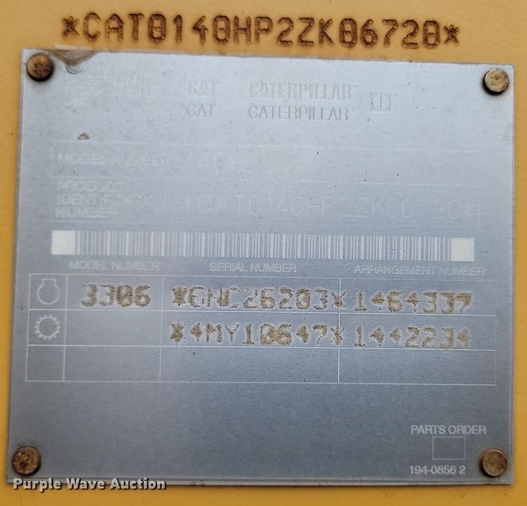 image for item LA9777 2001 Caterpillar 140H VHP motor grader