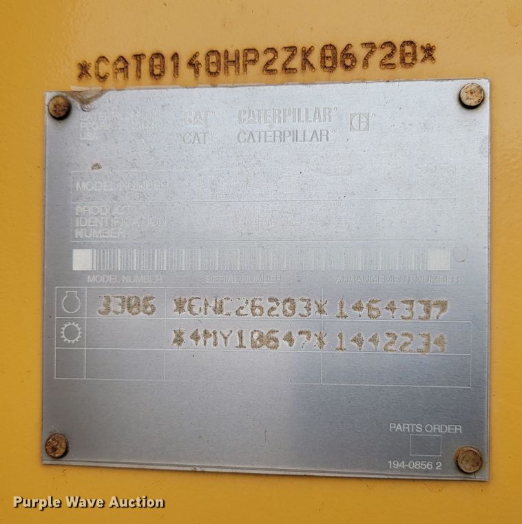 image for item LA9777 2001 Caterpillar 140H VHP motor grader