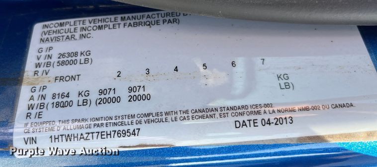 image for item LD9347 2014 International  WorkStar 7400 dump truck