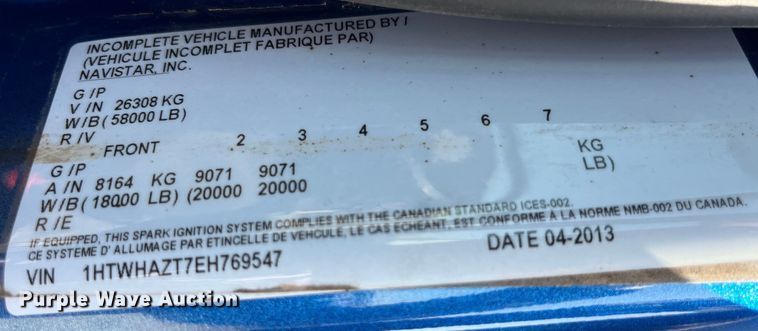 image for item LD9347 2014 International  WorkStar 7400 dump truck