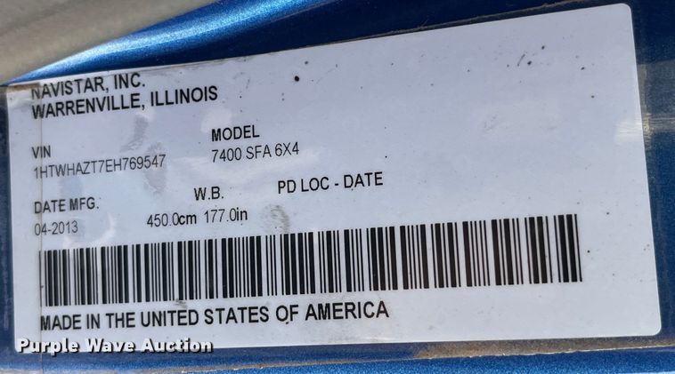 image for item LD9347 2014 International  WorkStar 7400 dump truck