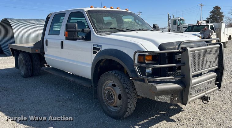 image for item LE9023 2008 Ford F450 Super Duty XL Crew Cab flatbed truck