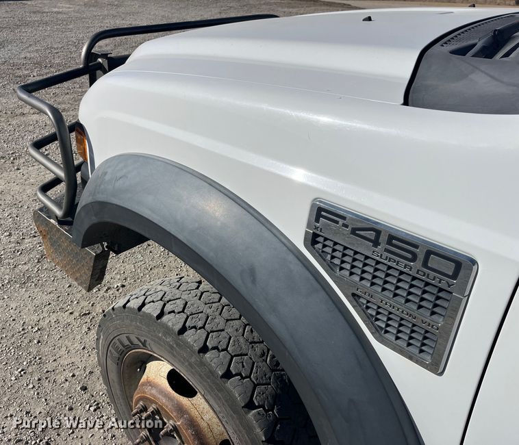 image for item LE9023 2008 Ford F450 Super Duty XL Crew Cab flatbed truck