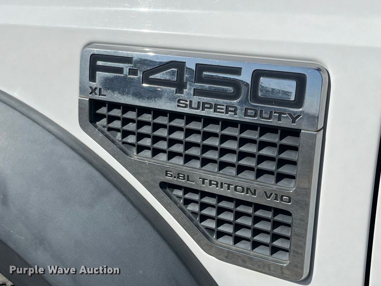 image for item LE9023 2008 Ford F450 Super Duty XL Crew Cab flatbed truck