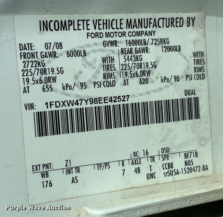 image for item LE9023 2008 Ford F450 Super Duty XL Crew Cab flatbed truck