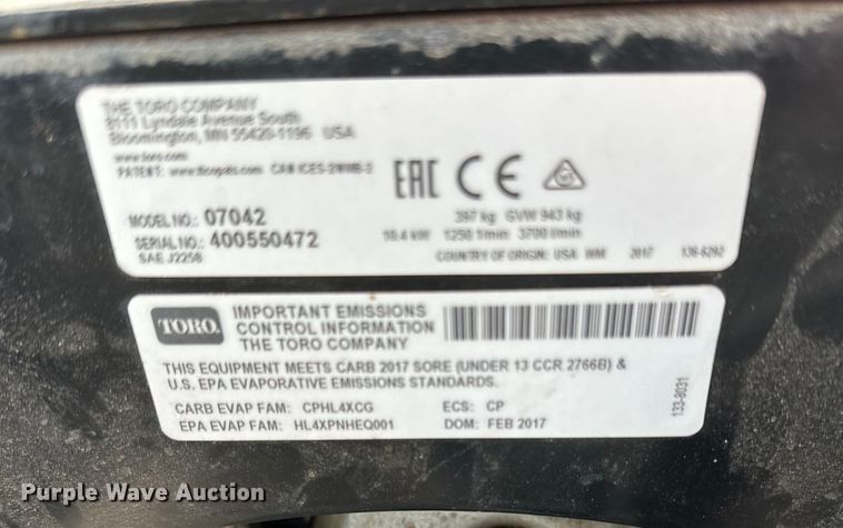 image for item LO9510 2017 Toro  Workman  golf cart