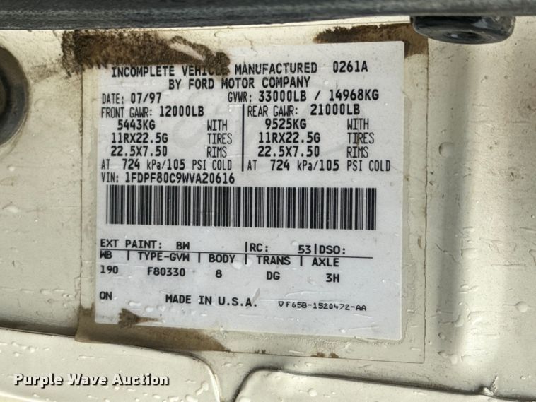 image for item ND9020 1998 Ford F800 bucket truck