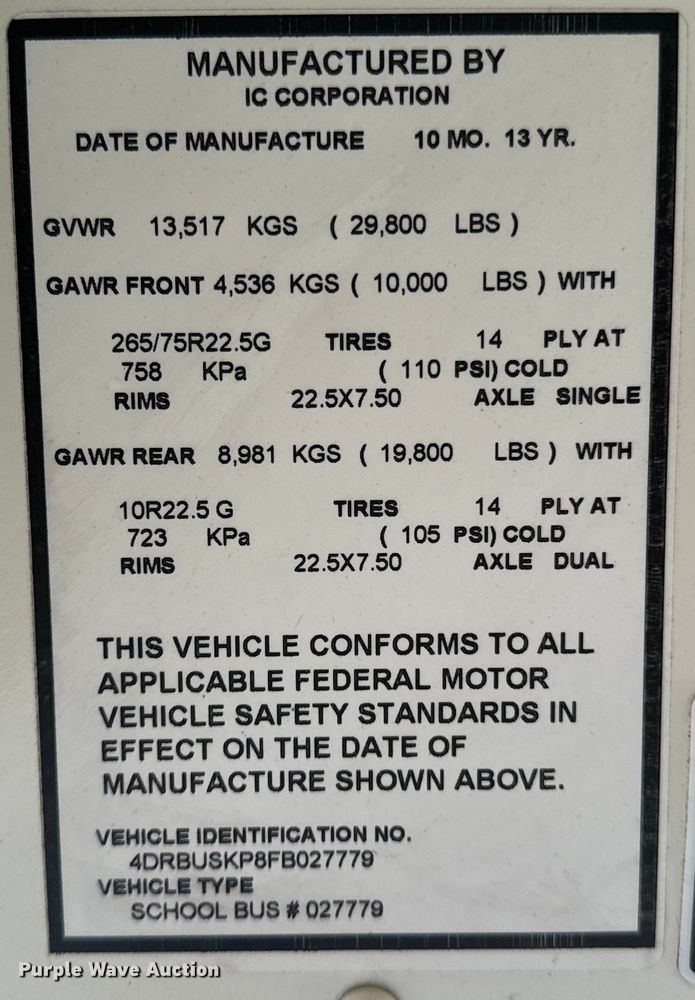 image for item ND9048 2015 International CE school bus
