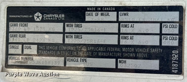 image for item ND9057 1988 Dodge Ram van