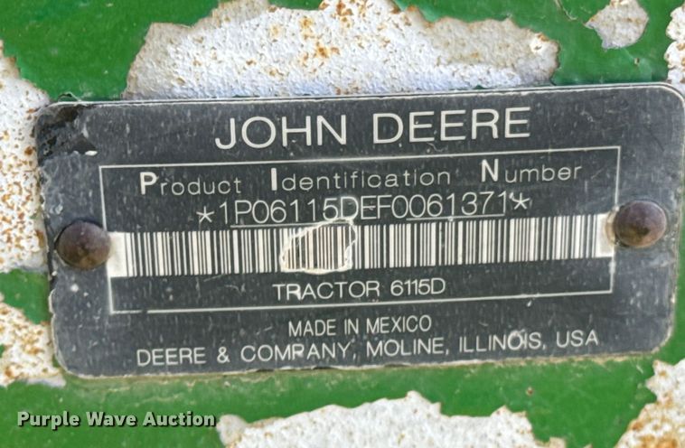 image for item ND9082 2015 John Deere 6115D MFWD tractor