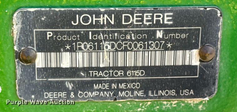 image for item ND9083 2015 John Deere 6115D MFWD tractor