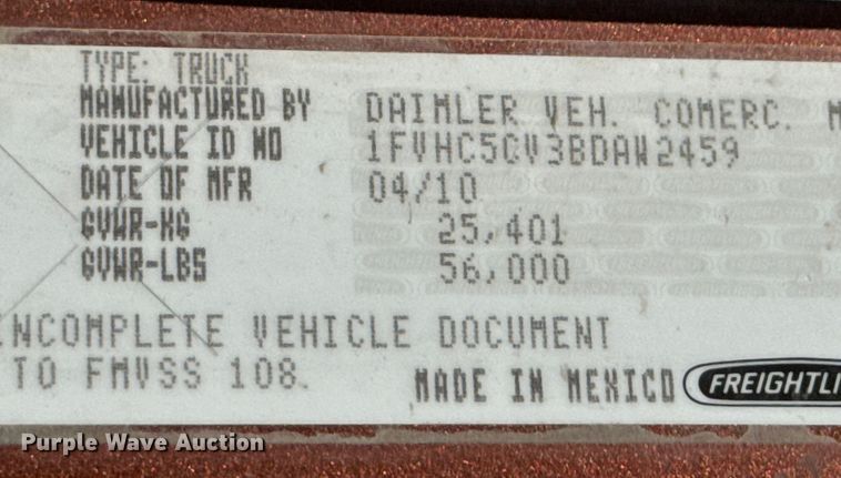 image for item ND9085 2011 Freightliner M2 dump truck