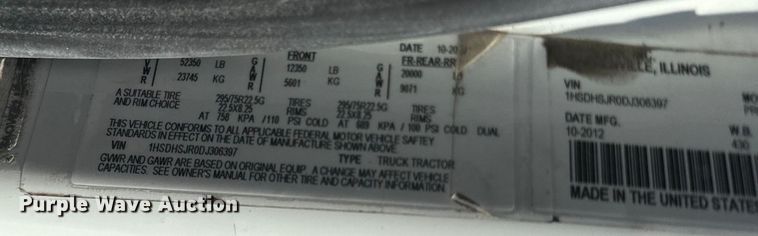 image for item NF9503 2013 International  ProStar+ dump truck