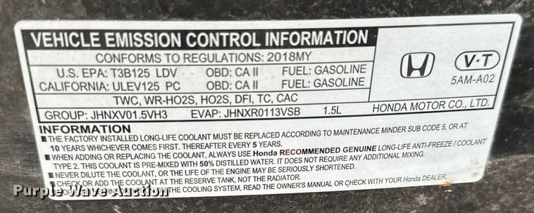 image for item NH9010 2018 Honda Civic 