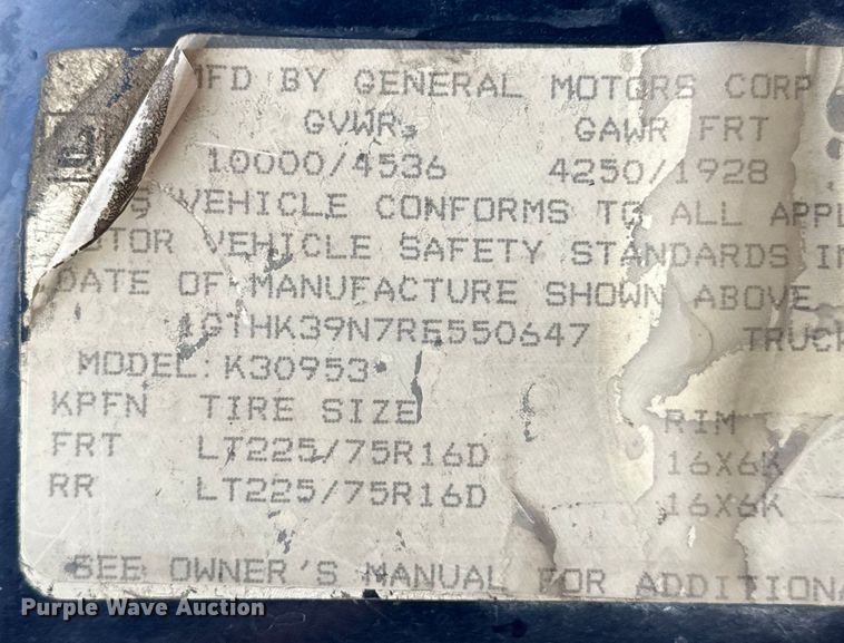 image for item NJ9432 1994 GMC Sierra 3500 pumper fire truck