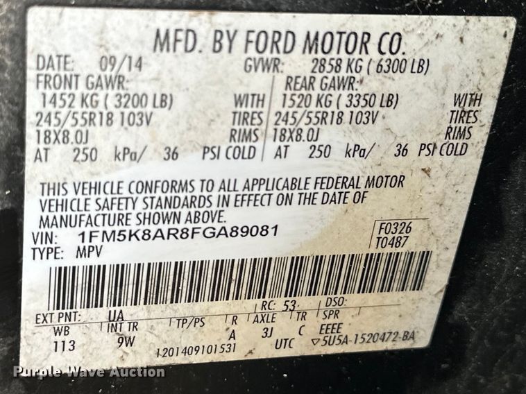 image for item NJ9439 2015 Ford Explorer Police Interceptor SUV