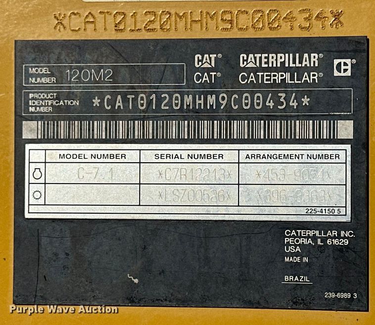 image for item NJ9500 2014 Caterpiller 120M2 motor grader