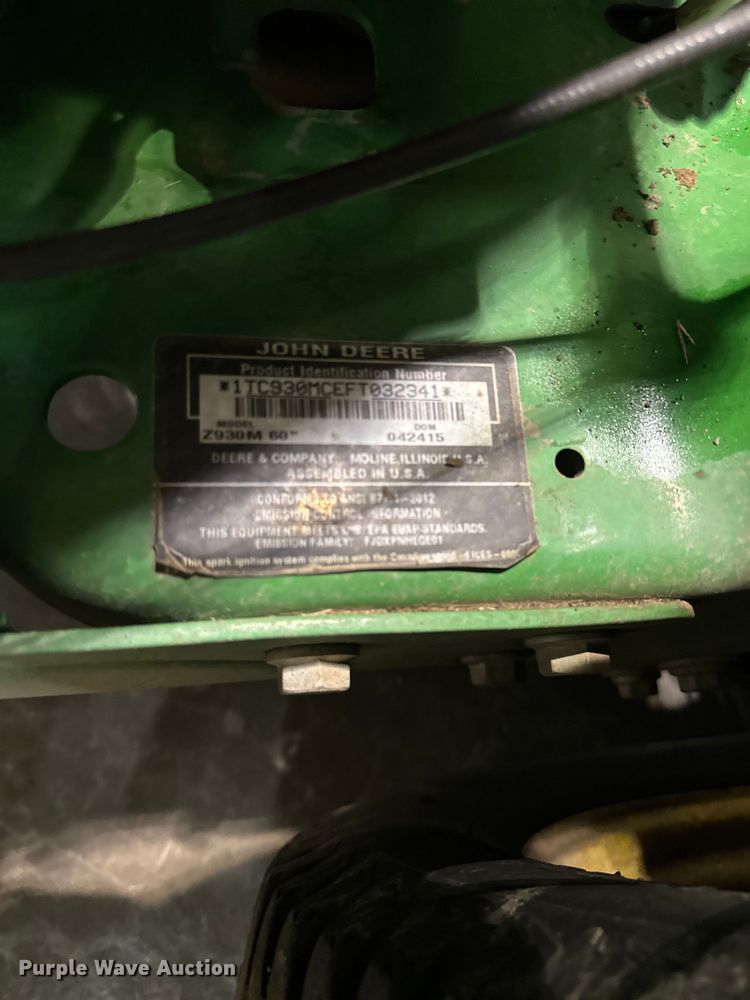 image for item NT9018 2015 John Deere Z930M ZTR lawn mower