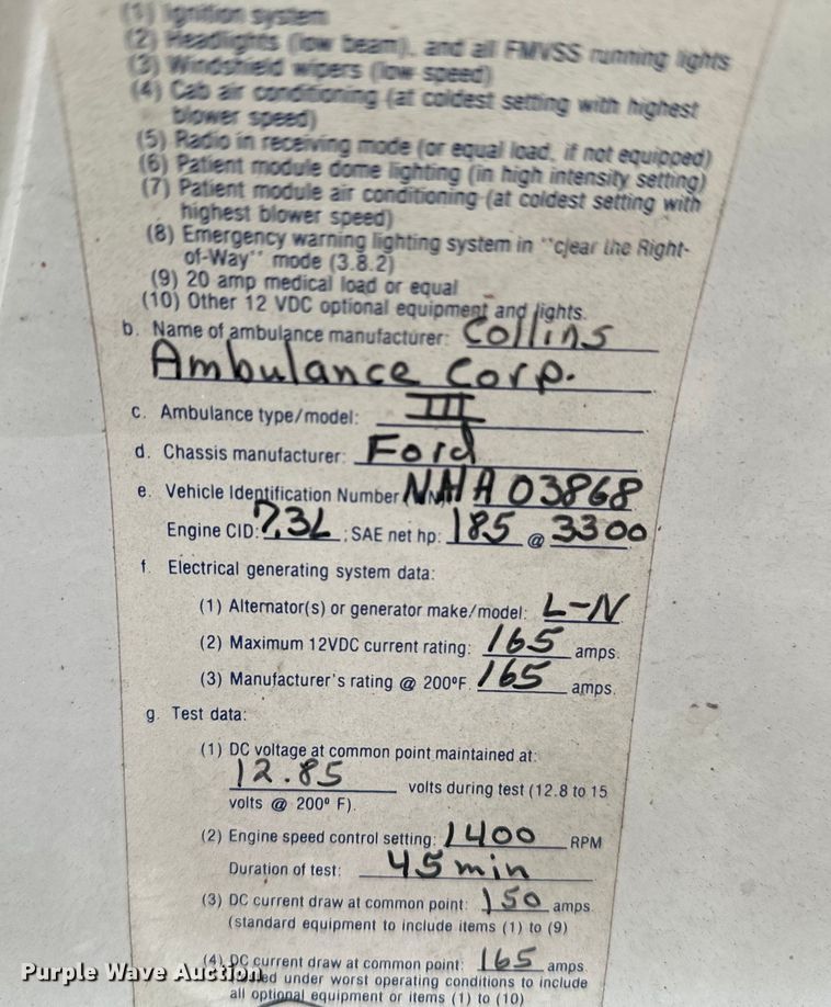 image for item OA9718 1992 Ford E350 ambulance