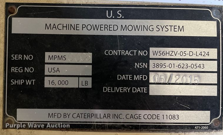 image for item OG9848 2015 Caterpillar  wheel loader mower system 