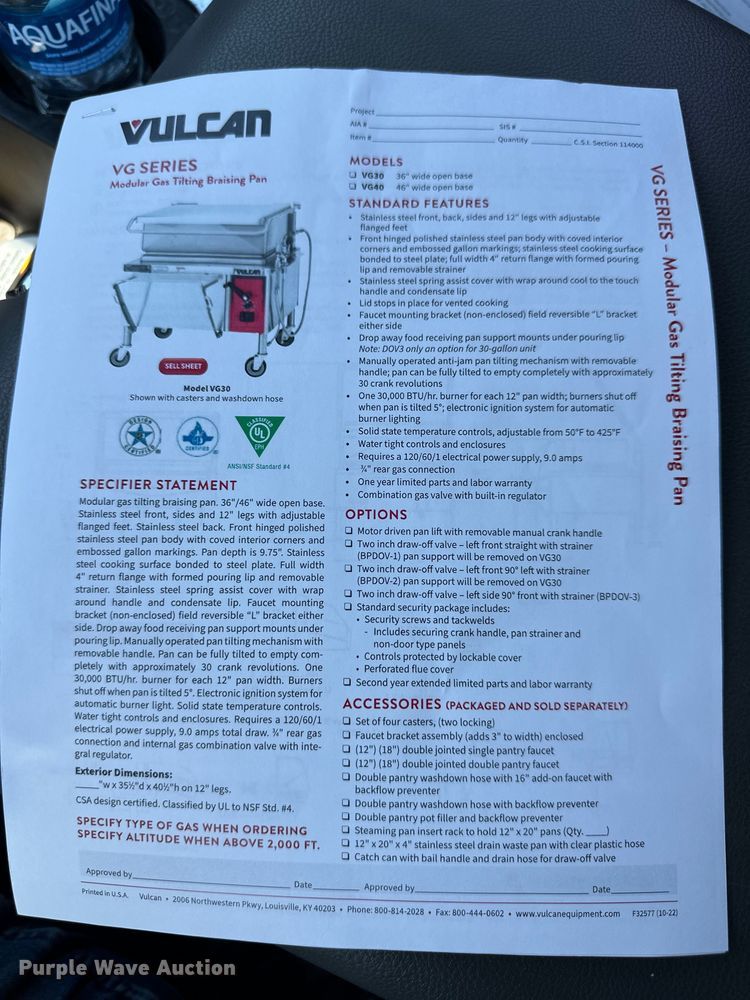 image for item OI9268 Vulcan braising pan