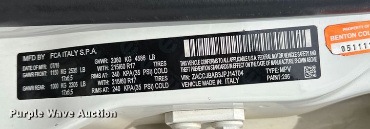 image for item OM9261 2018 Jeep Renegade  SUV