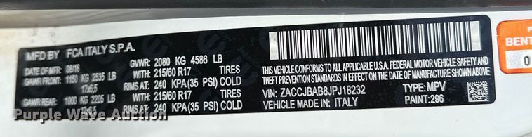 image for item OM9262 2018 Jeep Renegade  SUV