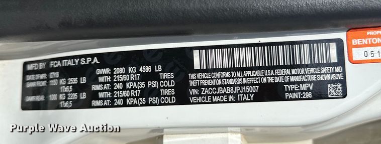 image for item OM9263 2018 Jeep Renegade SUV