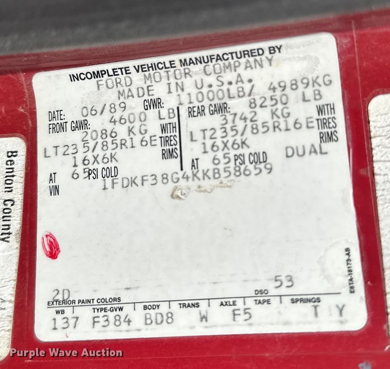 image for item OM9264 1989 Ford F350 brush fire truck