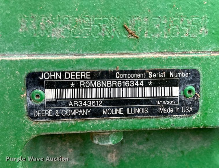image for item DG4289 2018 John Deere 8295R MFWD tractor