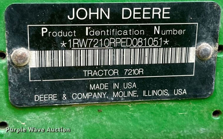 image for item DG4292 2014 John Deere 7210R MFWD tractor