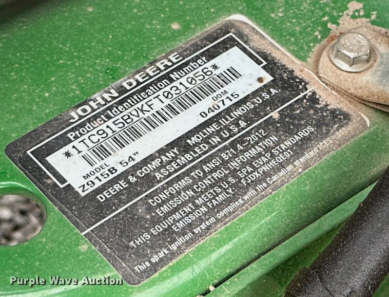 image for item DG4294 John Deere Z915B ZTR lawn mower