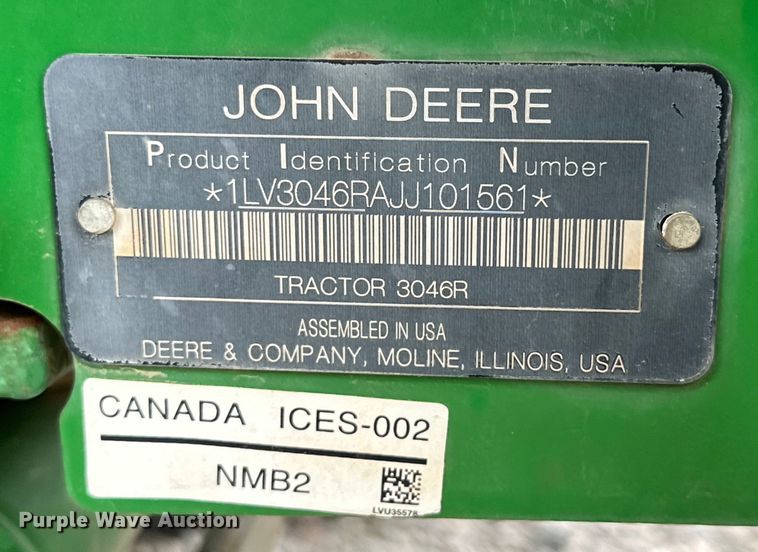 image for item DG4295 2018 John Deere 3046R MFWD tractor