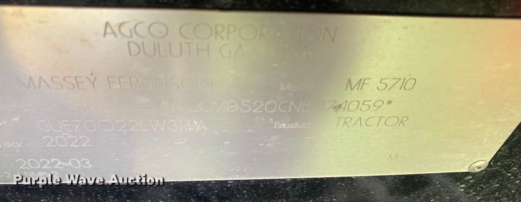 image for item DM7774 2022 Massey Ferguson  5710 Dyna-4 MFWD tractor