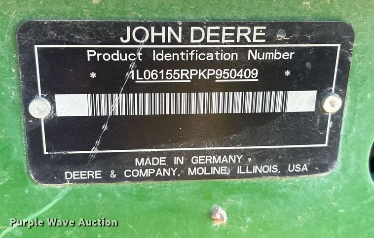 image for item DS2881 2019 John Deere 6155R MFWD tractor