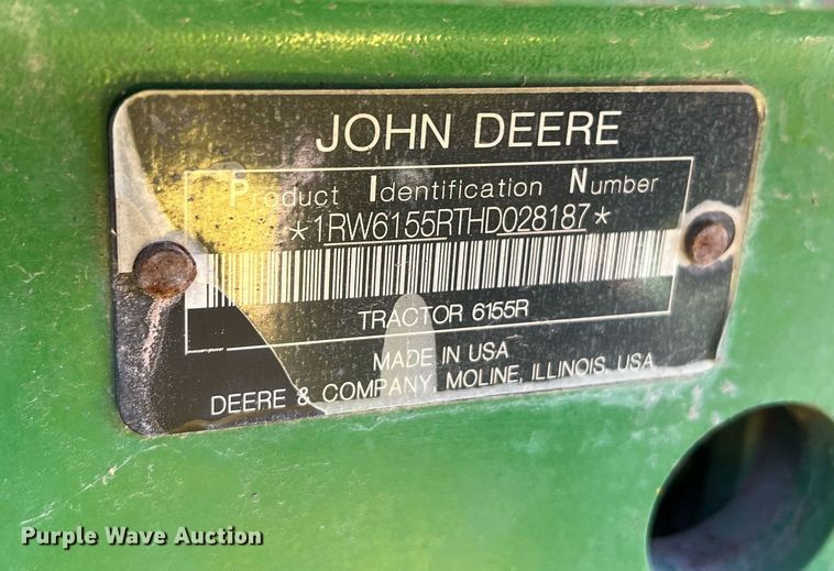 image for item DS2885 2017 John Deere 6155R MFWD tractor