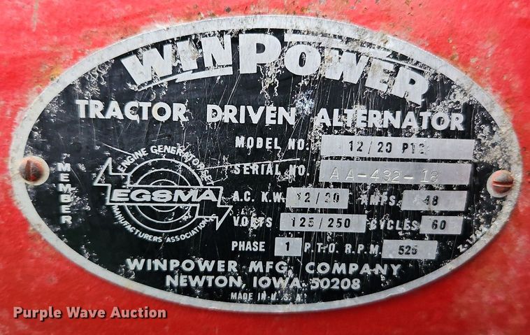 image for item EI3653 Win Power 12/20 PT2 generator