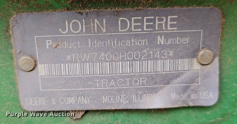 image for item EJ6172 1994 John Deere 7400 MFWD tractor