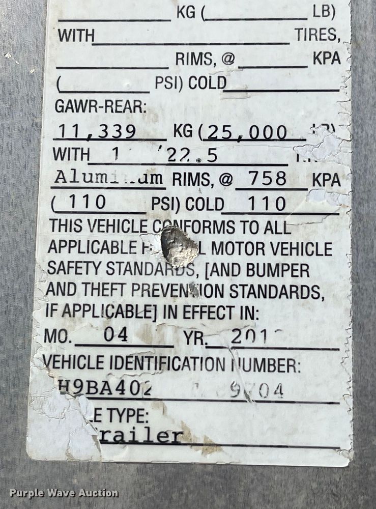 image for item LD9336 2012 Hensley ATLW-36-32-8  feed delivery trailer