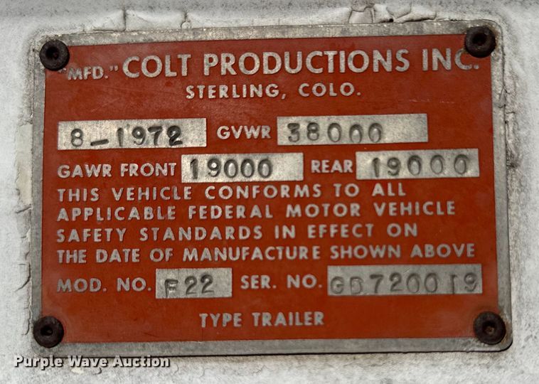 image for item OA9712 1972 Colt F22 grain trailer