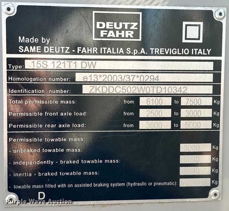 image for item OM9304 2017 Deutz-Fahr 5125 MFWD tractor