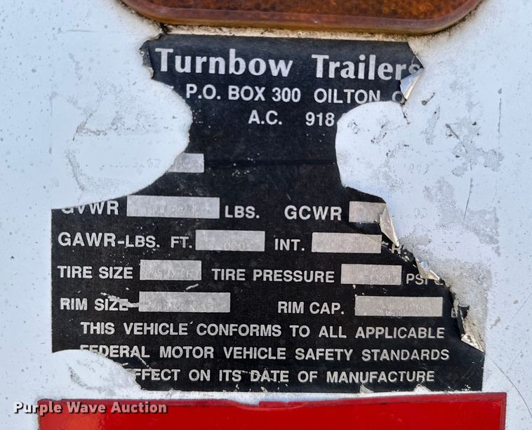image for item OM9969 1993 Turnbow T4285 livestock trailer