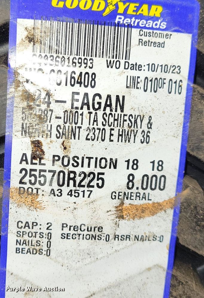 image for item DG0440 (8) Goodyear 255/70R22.5 tires